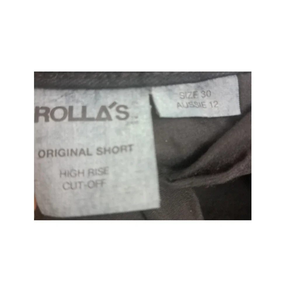 Rollas Original Short Size 30 Black High Rise Distressed Denim Cut Off